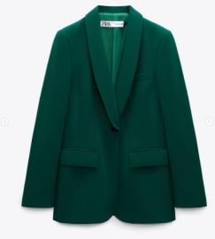 BLAZER WITH TUXEDO COLLAR - Green United States at Zara